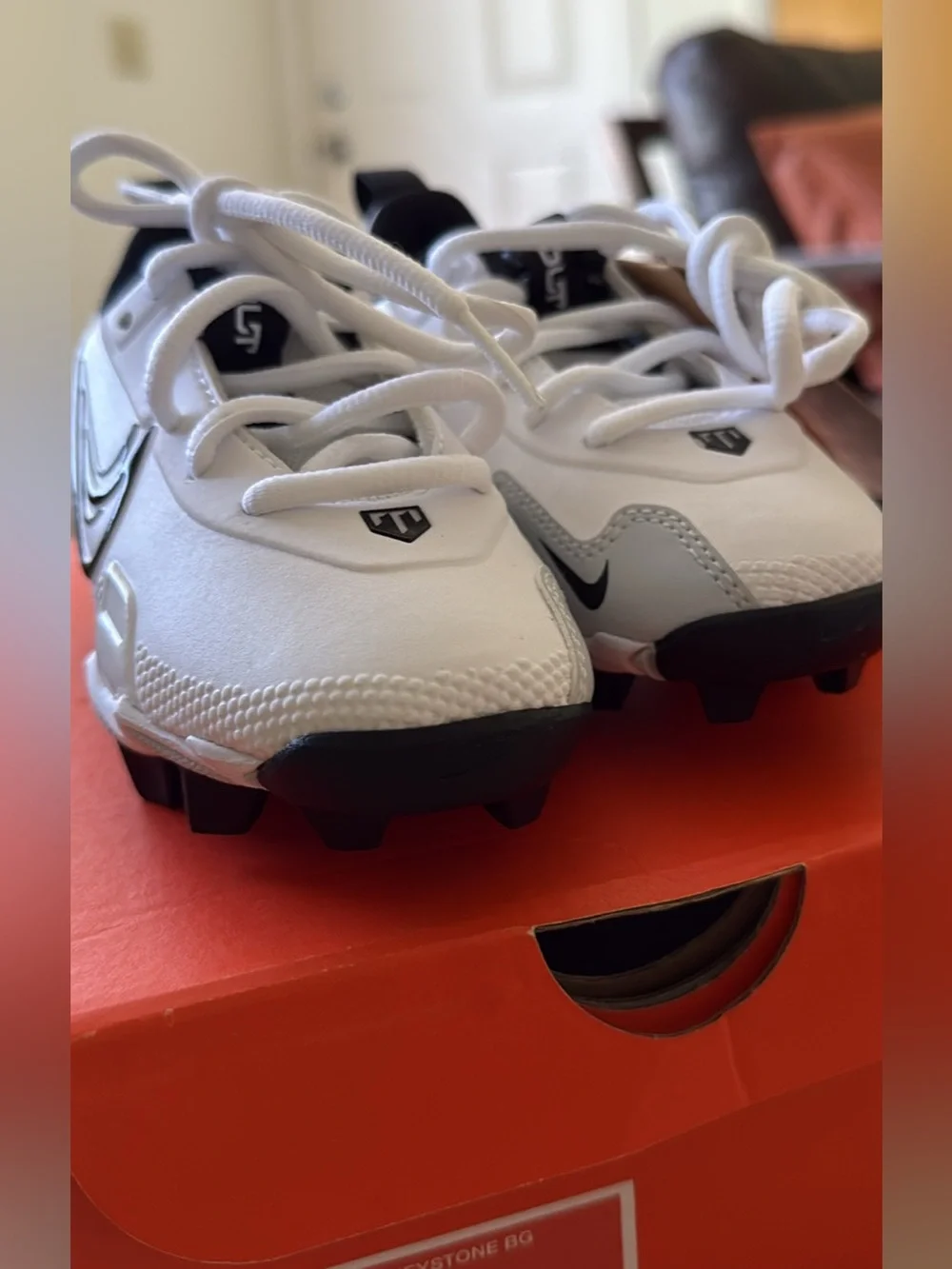 Nike Kids White and Black Cleat Sneakers